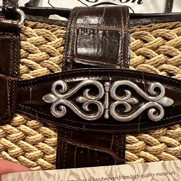 Authentic Brighton Kora Straw and Croc Handbag w/ storage bag and box - Picture 4 of 6